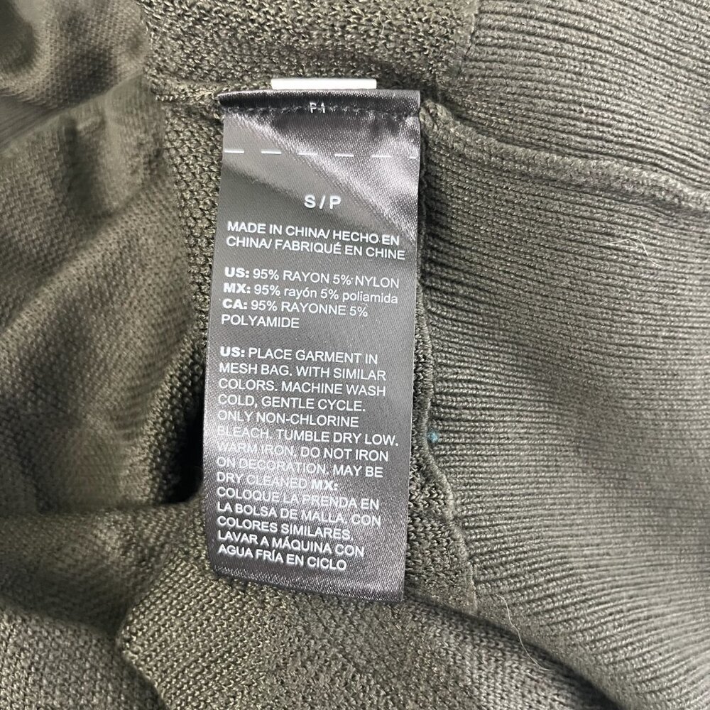 2/$30 White House Black Market Camo Tunic Blouson Sweater V-Neck Olive S #8837 - Picture 6 of 9